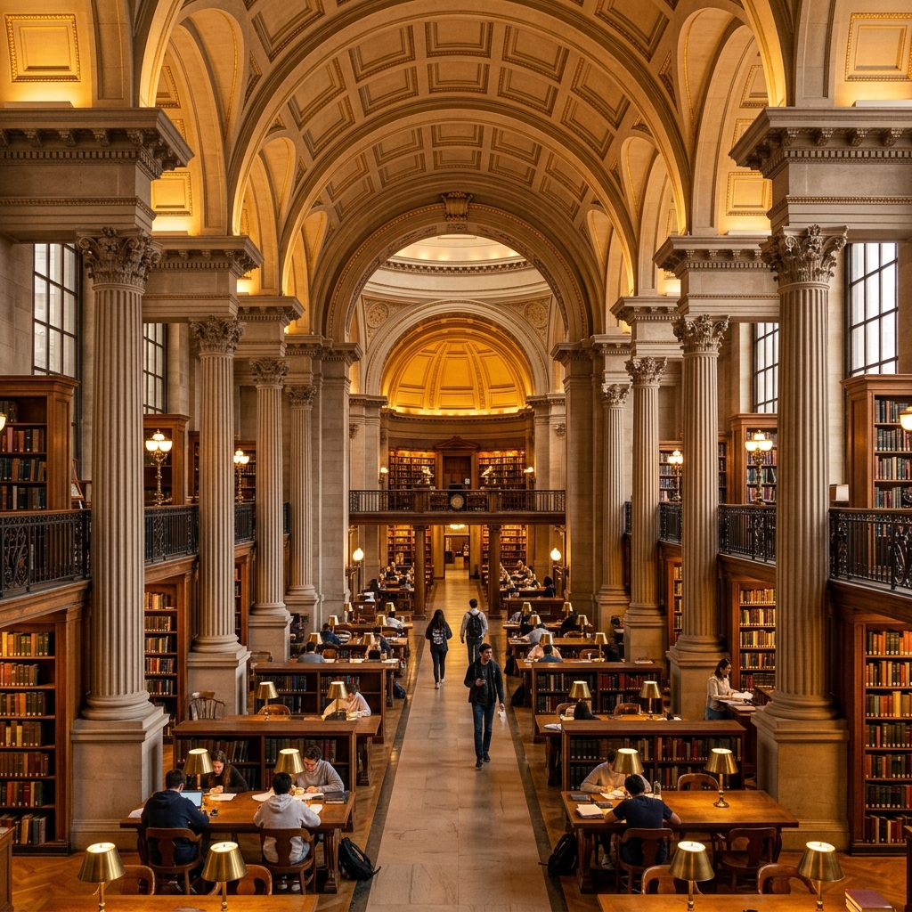 University campus pillars